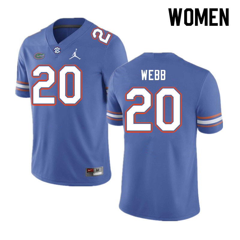 Women #20 Treyaun Webb Florida Gators College Football Jerseys Stitched-Royal - Click Image to Close